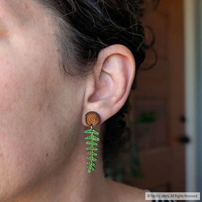 Mini Woodland Fern Earrings Dangle and Drop Earrings