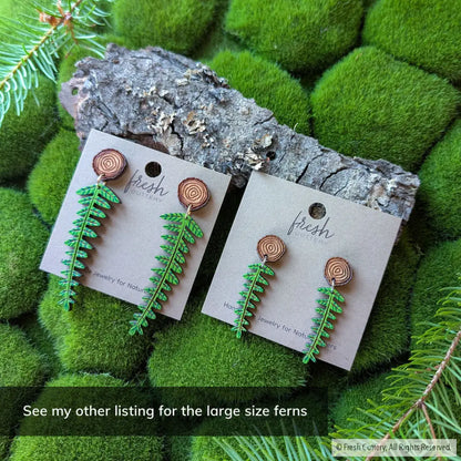 Mini Woodland Fern Earrings Dangle and Drop Earrings