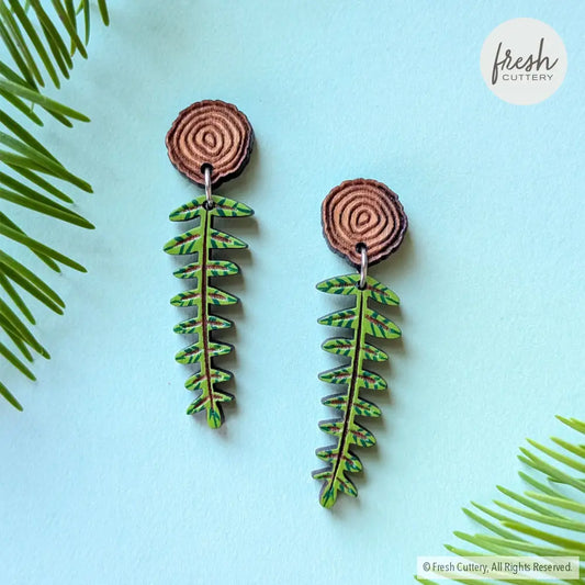 Mini Woodland Fern Earrings Dangle and Drop Earrings