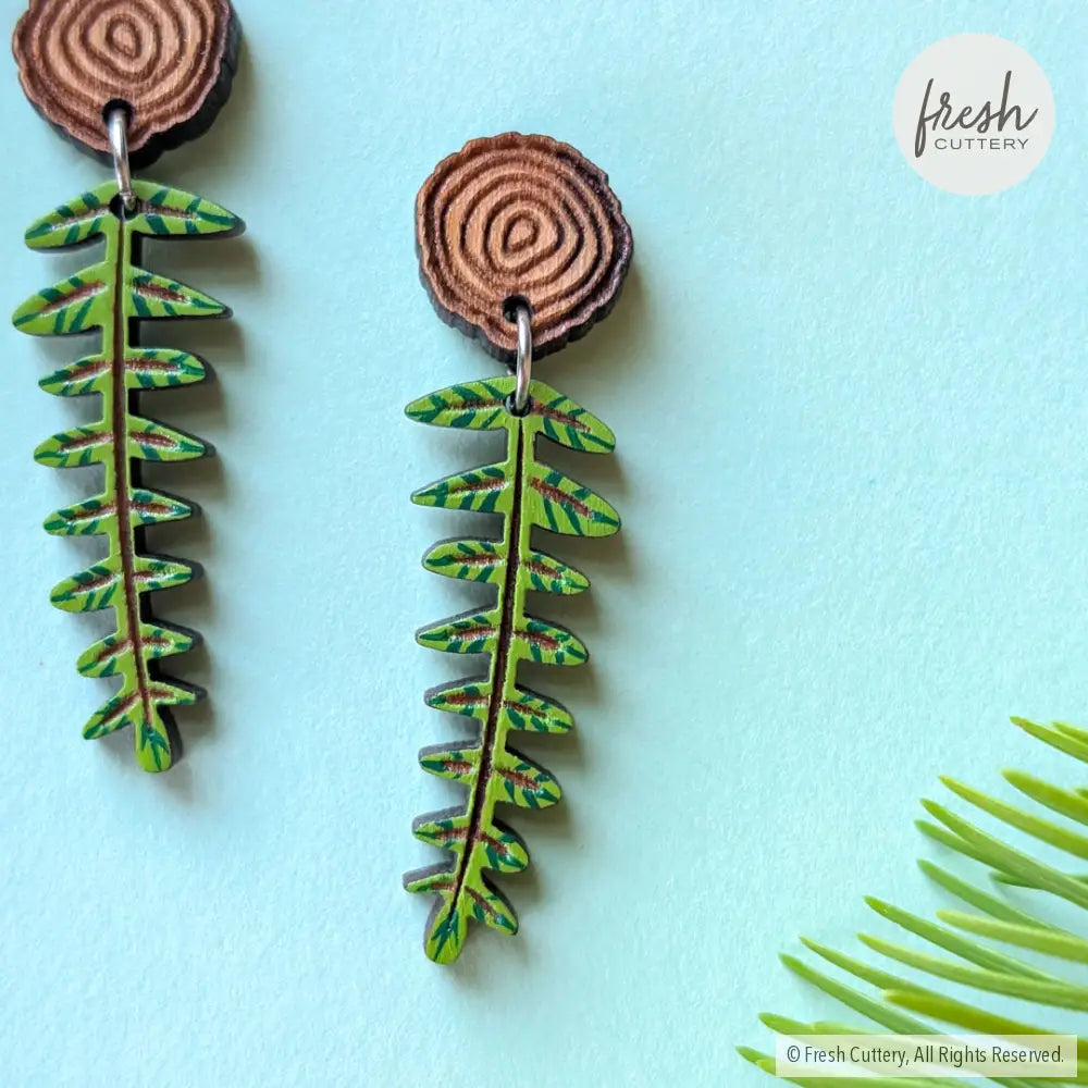 Mini Woodland Fern Earrings Dangle and Drop Earrings