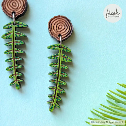Mini Woodland Fern Earrings Dangle and Drop Earrings