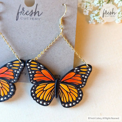 Monarch Butterfly Earrings Dangle And Drop