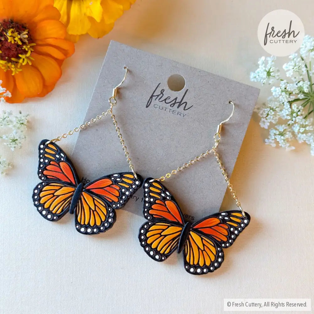 Monarch Butterfly Earrings Dangle And Drop