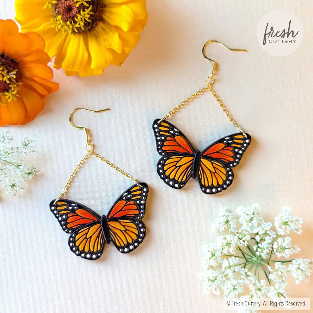 Monarch Butterfly Earrings Dangle And Drop