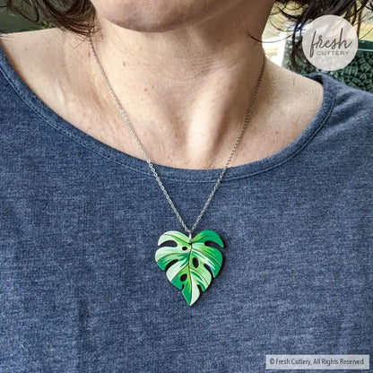 Monstera Albo Necklace Necklaces