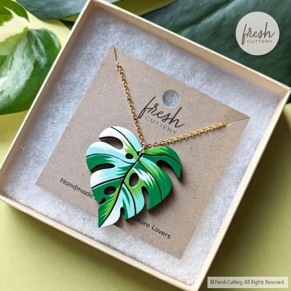 Monstera Albo Necklace Necklaces