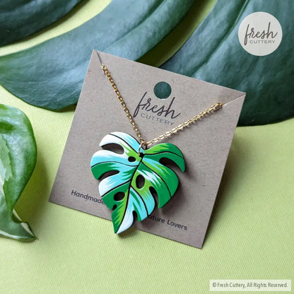 Monstera Albo Necklace Necklaces