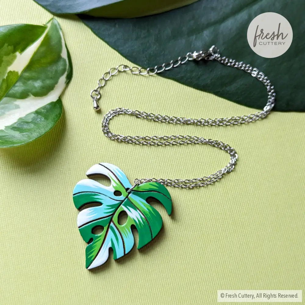 Monstera Albo Necklace Silver Necklaces