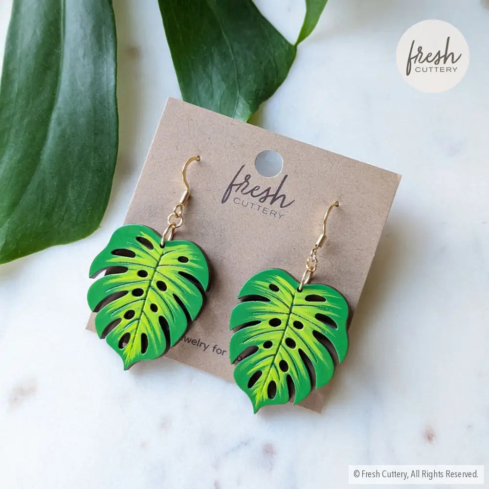 Monstera Leaf Hoops Dangle And Drop Earrings