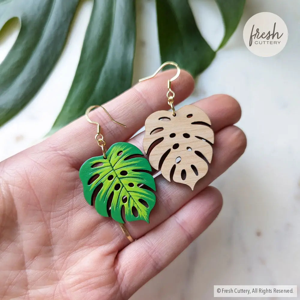 Monstera Leaf Hoops Dangle And Drop Earrings