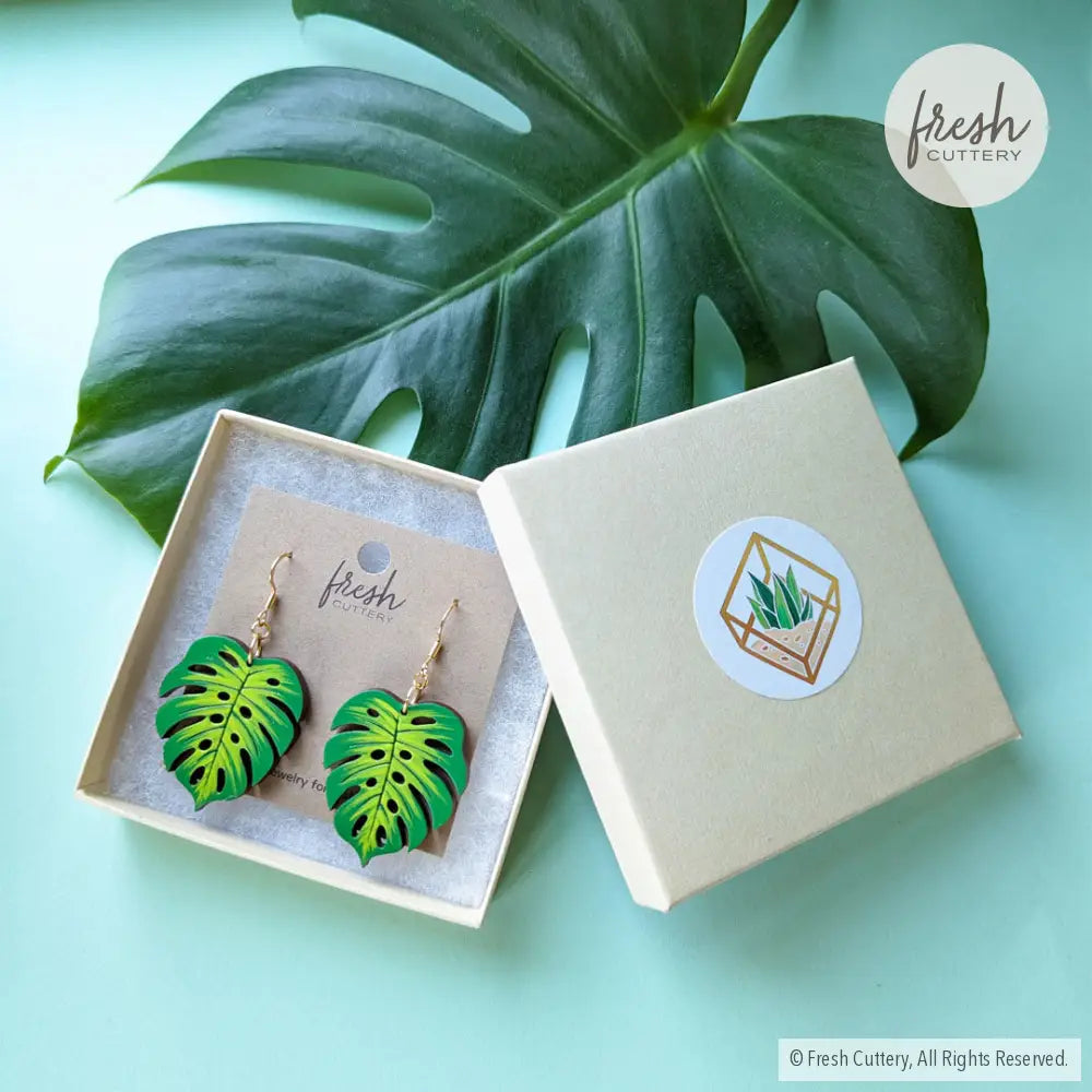 Monstera Leaf Hoops Dangle And Drop Earrings