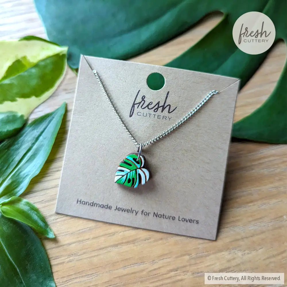 Monstera Leaf Necklace Albo / Silver Chain Necklaces