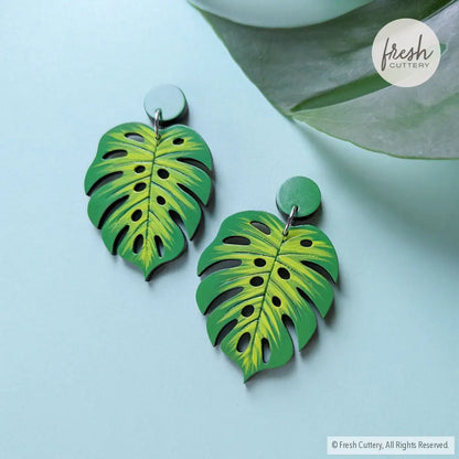 Monstera Leaf Statement Earrings Dangle And Drop