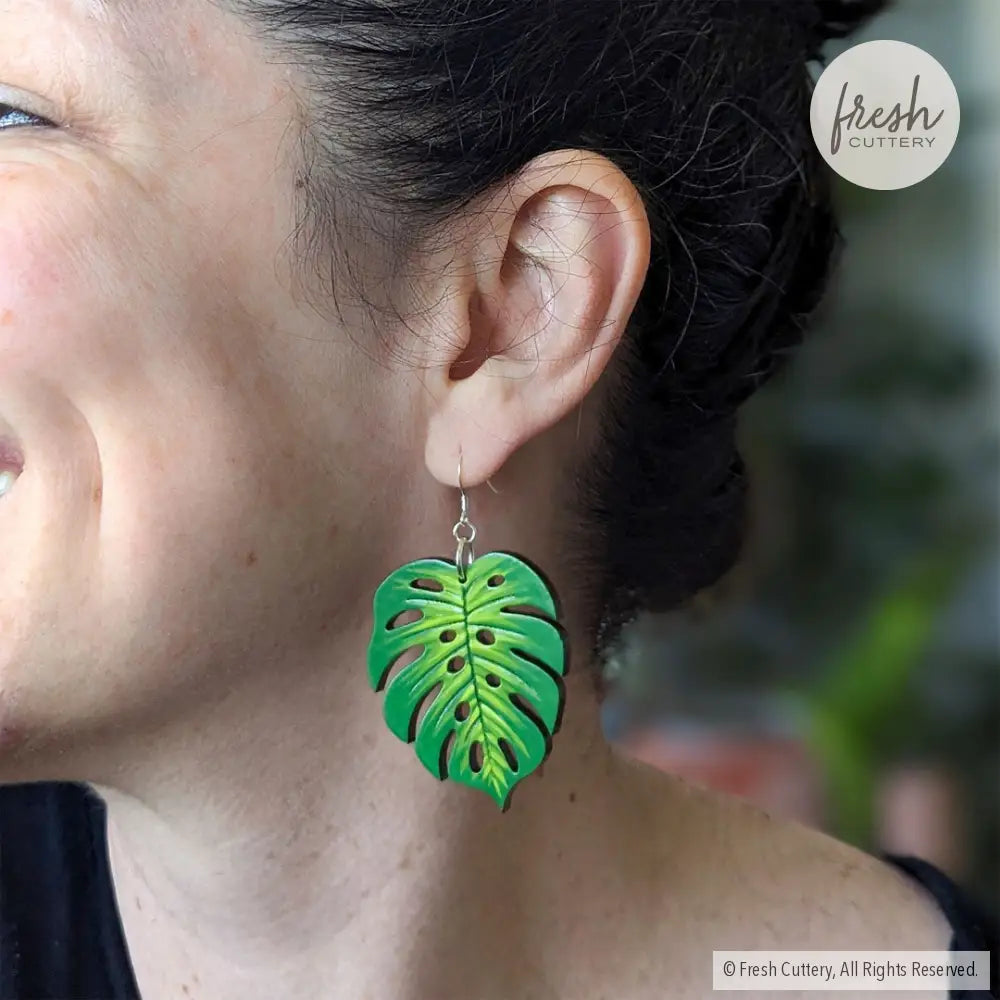 Monstera Leaf Statement Earrings Dangle And Drop