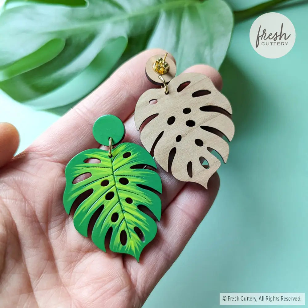 Monstera Leaf Statement Earrings Dangle And Drop