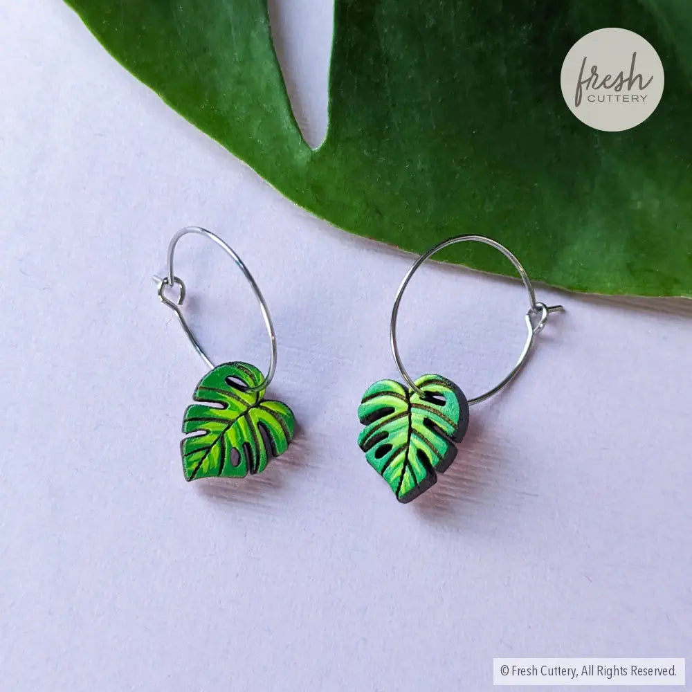 Monstera Mini Hoops Dangle And Drop Earrings