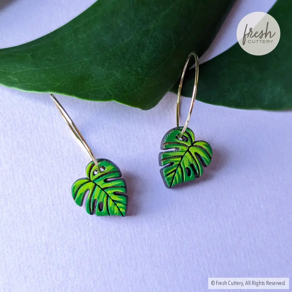 Monstera Mini Hoops Dangle And Drop Earrings