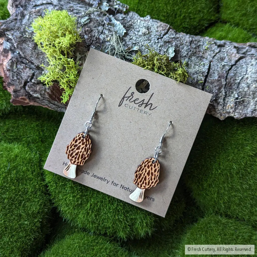 Morel Mushroom Mini Hoops Dangle And Drop Earrings