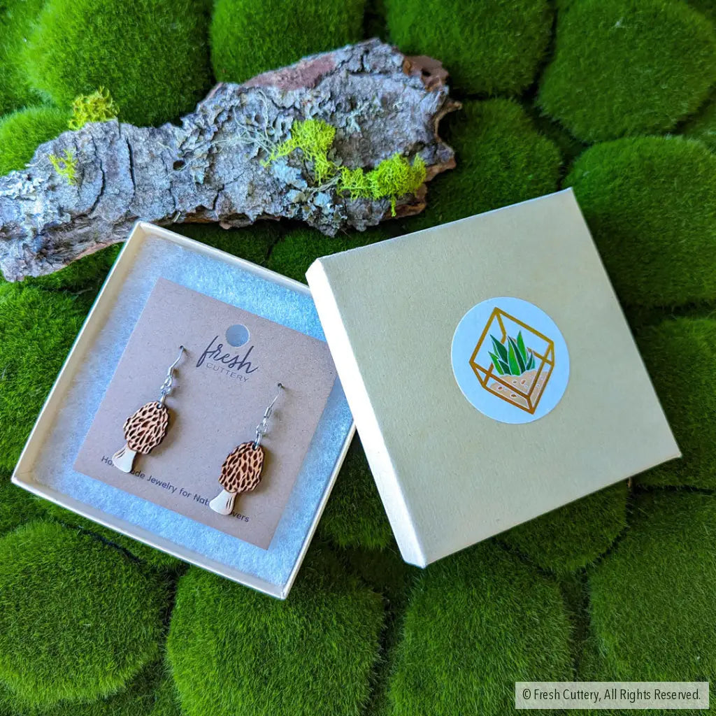 Morel Mushroom Mini Hoops Dangle And Drop Earrings