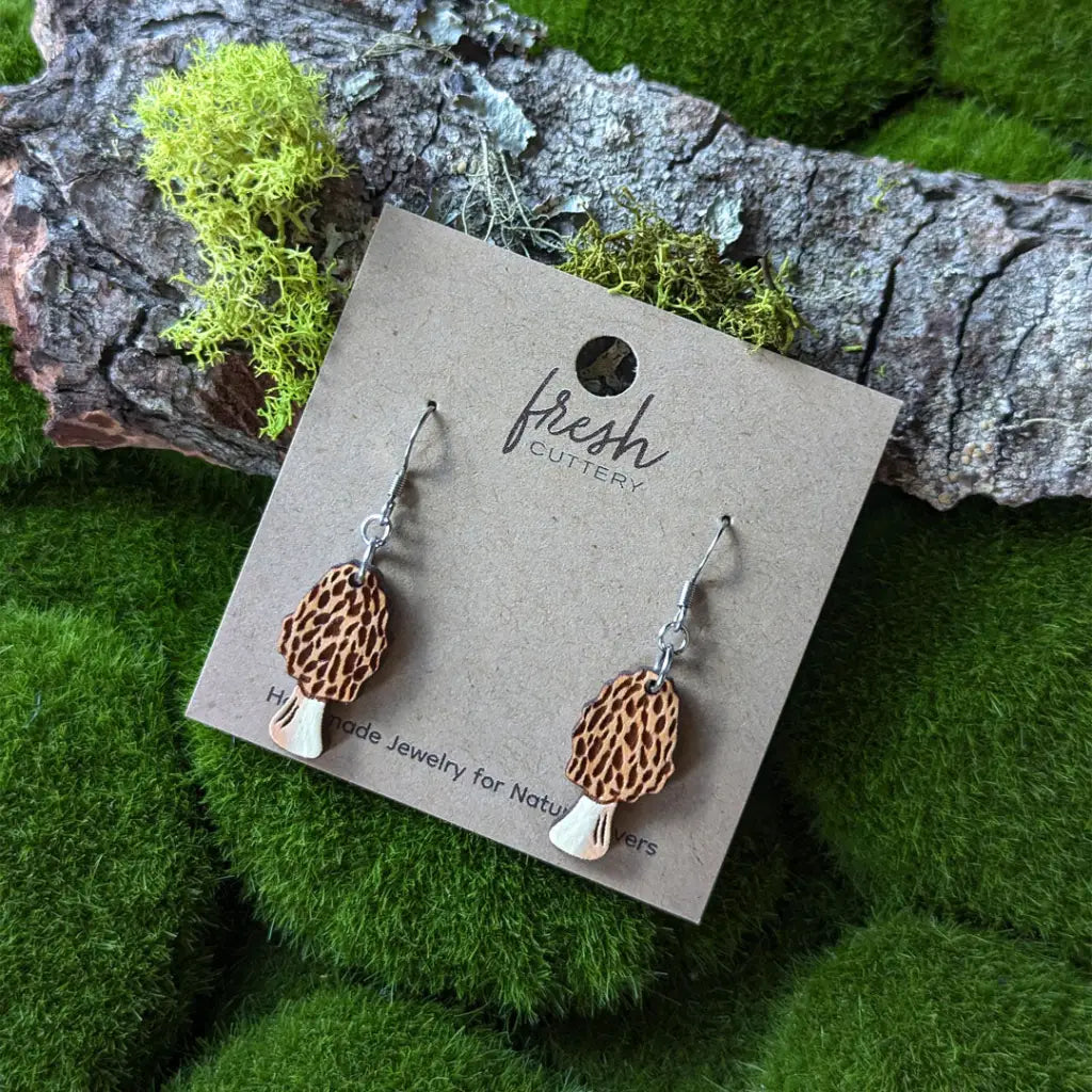Morel Mushroom Mini Hoops Dangle And Drop Earrings