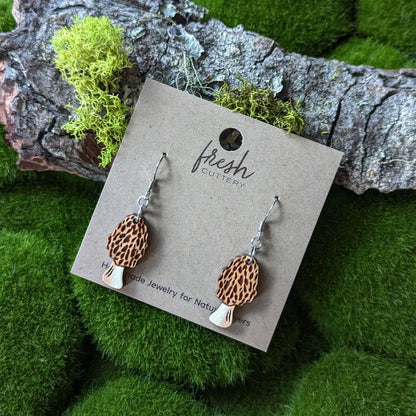 Morel Mushroom Mini Hoops Dangle And Drop Earrings