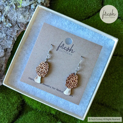 Morel Mushroom Mini Hoops Dangle And Drop Earrings