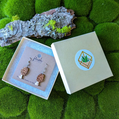 Morel Mushroom Mini Hoops Dangle And Drop Earrings