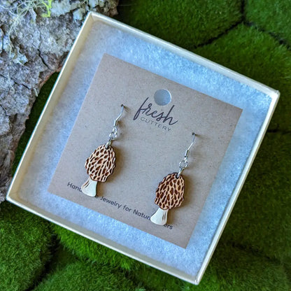 Morel Mushroom Mini Hoops Dangle And Drop Earrings