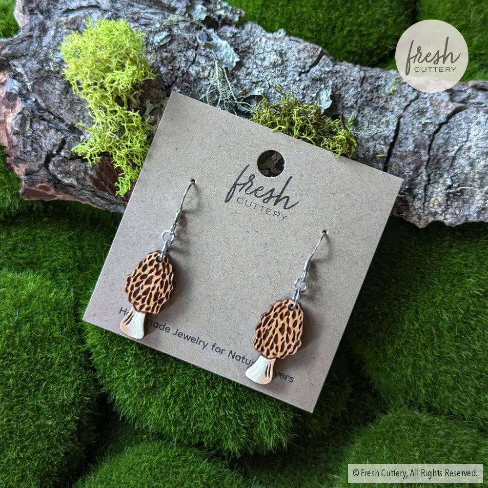 Morel Mushroom Mini Hoops Dangle And Drop Earrings