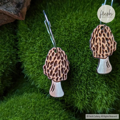 Morel Mushroom Mini Hoops Dangle And Drop Earrings