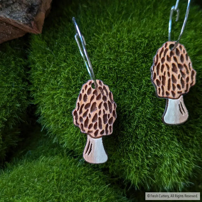 Morel Mushroom Mini Hoops Dangle And Drop Earrings