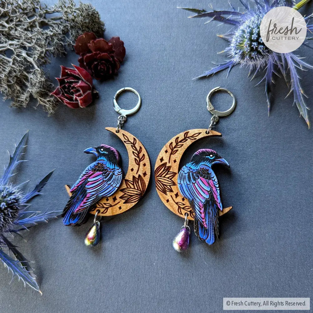 Mystical Raven Statement Earrings Dangle And Drop