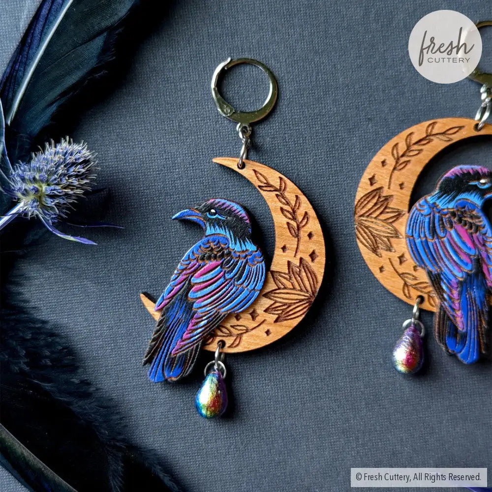 Mystical Raven Statement Earrings Dangle And Drop