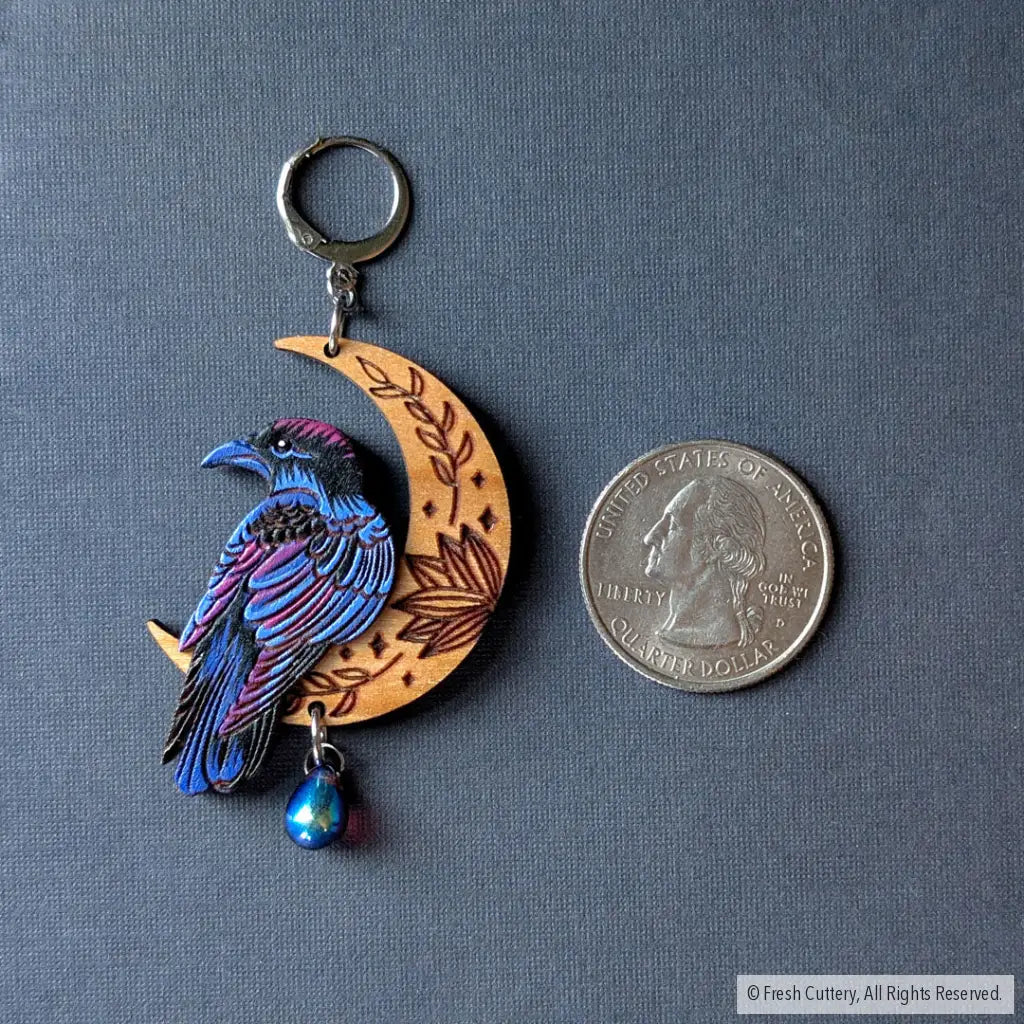 Mystical Raven Statement Earrings Dangle and Drop Earrings