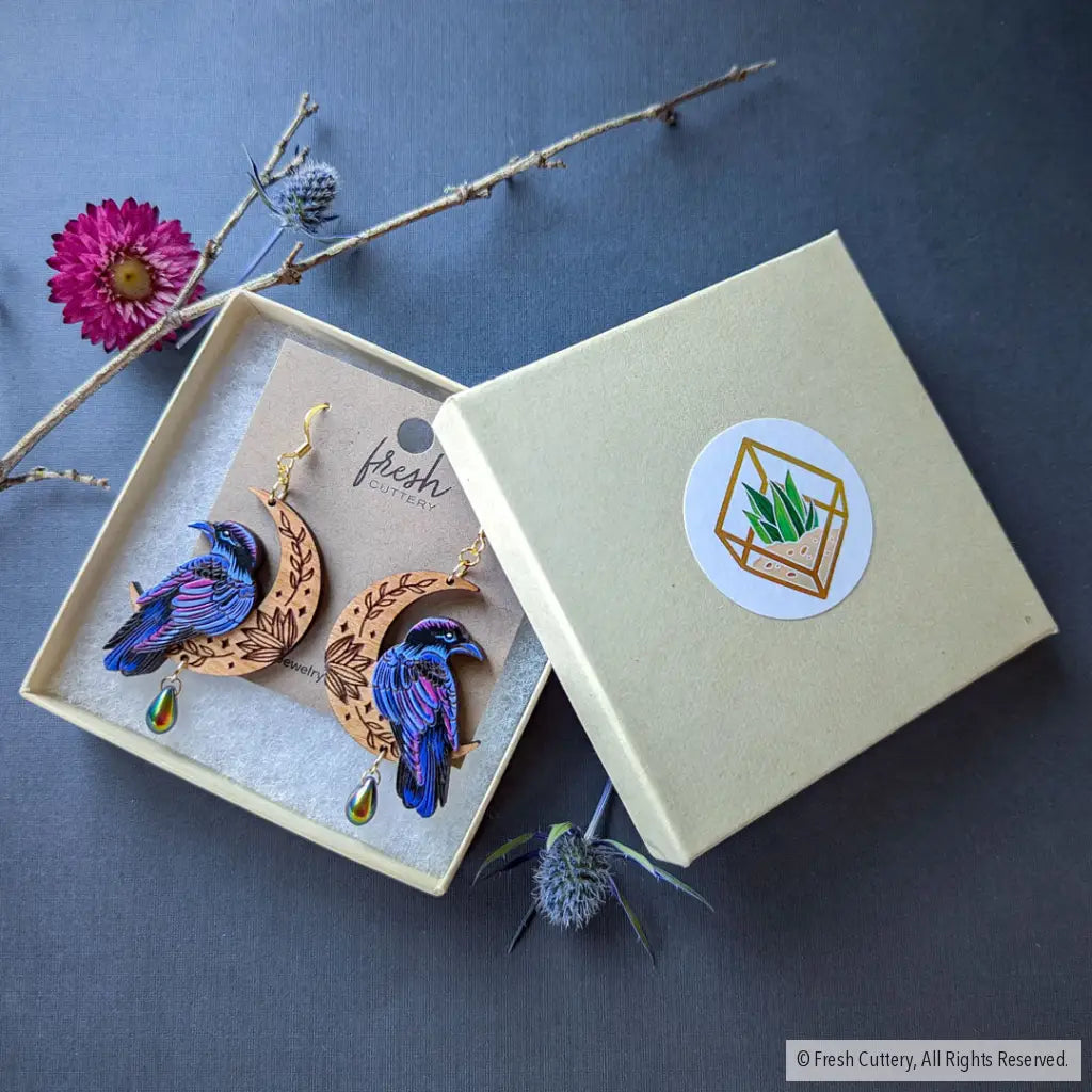 Mystical Raven Statement Earrings Dangle And Drop