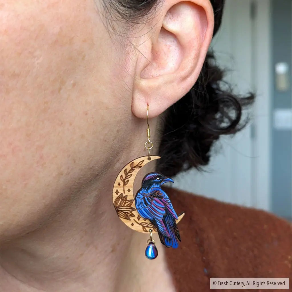 Mystical Raven Statement Earrings Dangle And Drop