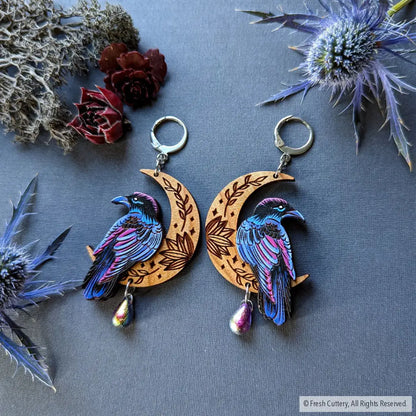 Mystical Raven Statement Earrings Dangle And Drop