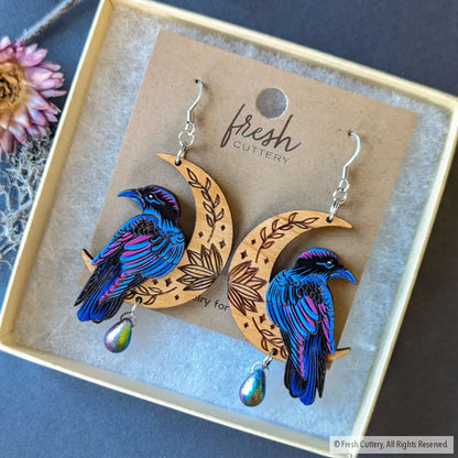 Mystical Raven Statement Earrings Dangle And Drop