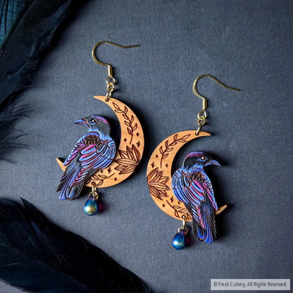Mystical Raven Statement Earrings Gold Ear Wires / 1. Magic Blueberry Dangle And Drop