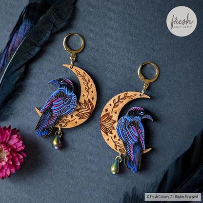 Mystical Raven Statement Earrings Gold Leverbacks / 1. Magic Blueberry Dangle And Drop