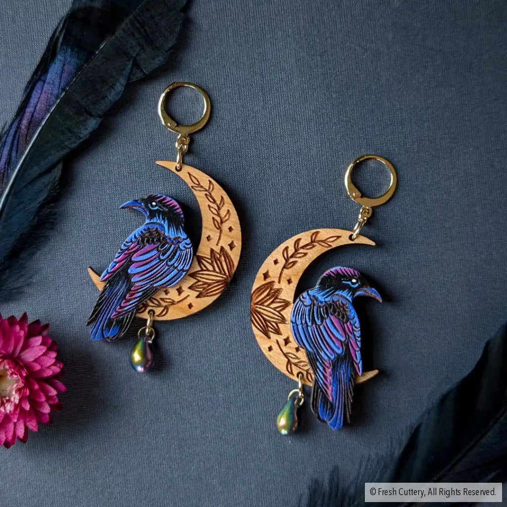 Mystical Raven Statement Earrings Gold Leverbacks / 1. Magic Blueberry Dangle And Drop