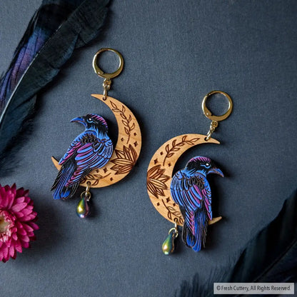 Mystical Raven Statement Earrings Gold Leverbacks / 1. Magic Blueberry Dangle And Drop