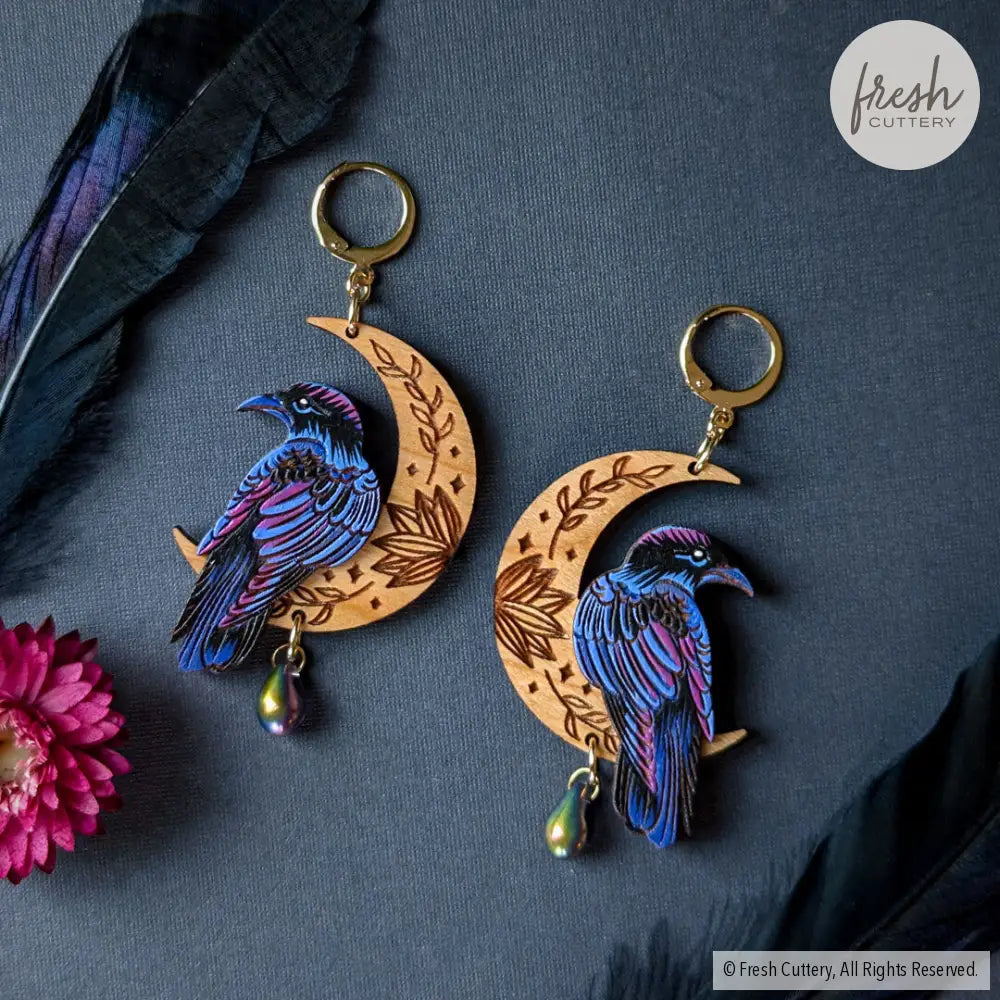 Mystical Raven Statement Earrings Gold Leverbacks / 1. Magic Blueberry Dangle And Drop