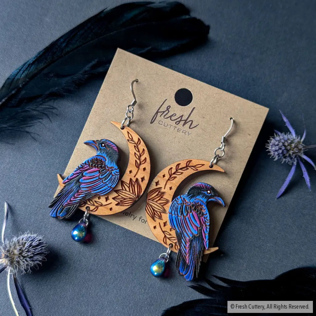 Mystical Raven Statement Earrings Silver Ear Wires / 1. Magic Blueberry Dangle And Drop