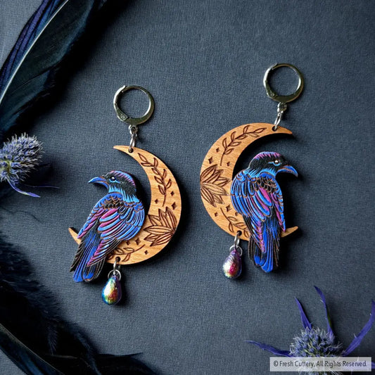 Mystical Raven Statement Earrings Silver Leverbacks / 1. Magic Blueberry Dangle And Drop