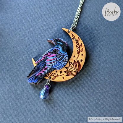 Mystical Raven Statement Necklace 1. Magic Blueberry / Gold Necklaces