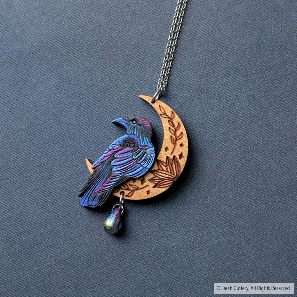 Mystical Raven Statement Necklace 1. Magic Blueberry / Gold Necklaces