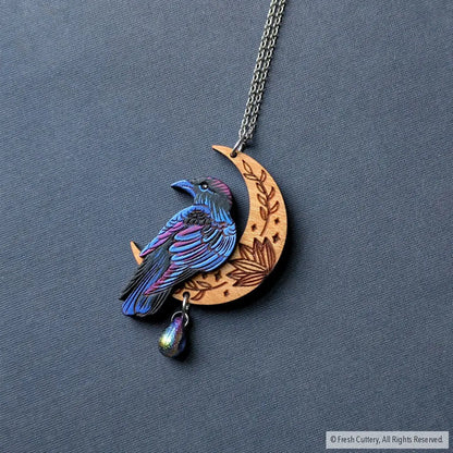 Mystical Raven Statement Necklace 1. Magic Blueberry / Gold Necklaces