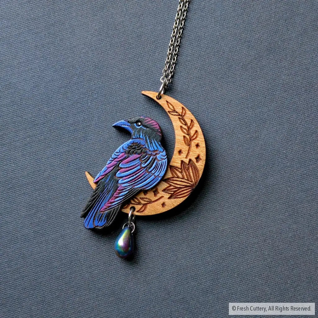 Mystical Raven Statement Necklace 2. Witches Brew Blue / Gold Necklaces