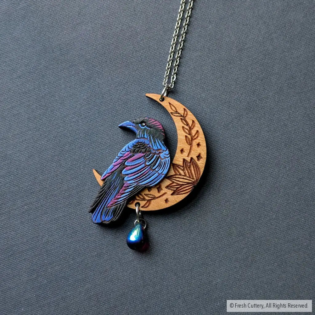 Mystical Raven Statement Necklace 3. Aurora Borealis / Gold Necklaces
